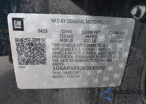 2019 Cadillac Cts Luxury из США, поврежденный, VIN 1G6AR5SX2K0143202